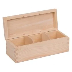 Pudełko drewniane na herbatę 3 przegrody