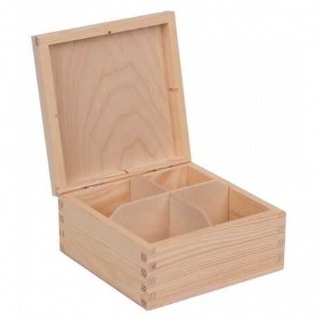 pudełko drewniane na herbatę 4 przegrody