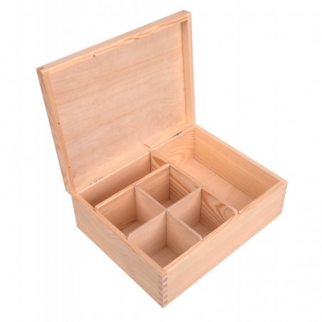 Pudełko drewniane na herbatę 6 różnych przegród