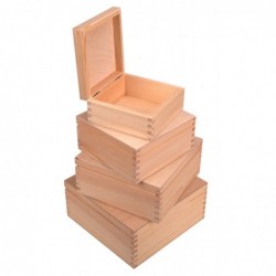 zestaw pudełek drewnianych