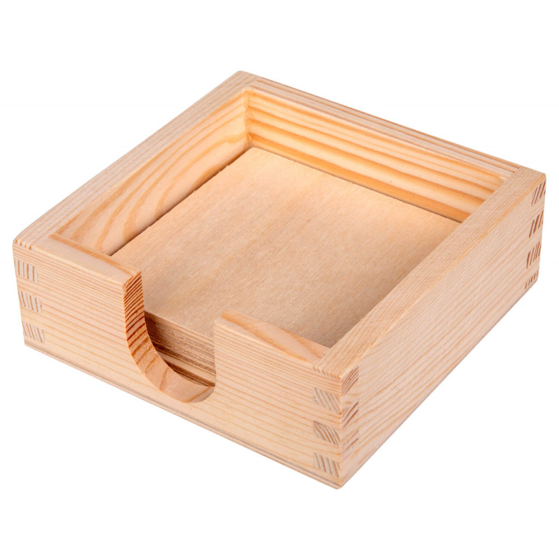 Drewniane pudełko z podkładkami