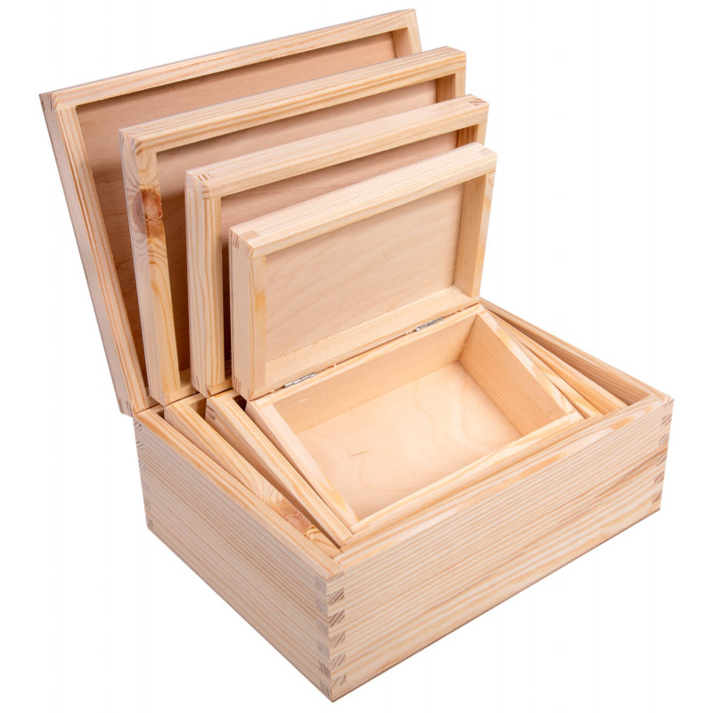 Drewniane pudełka zestaw